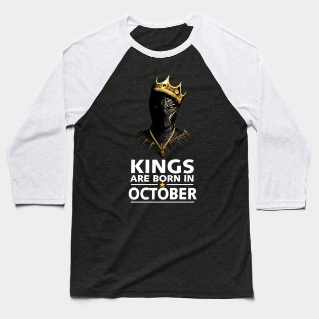 Kings Are Born In October Birthday Gift For Lover Panther Baseball T-Shirt by darius2019